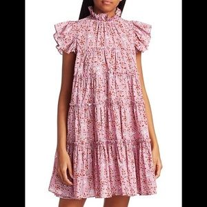 Rhode Tiffanny Floral & Bird Purple Print Dress XS